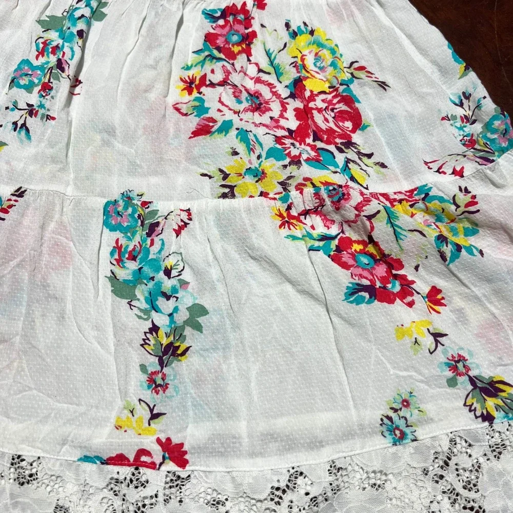 In Bloom by Jonquil Floral Robe and Chemise Set White Lace Trim Small KOK110